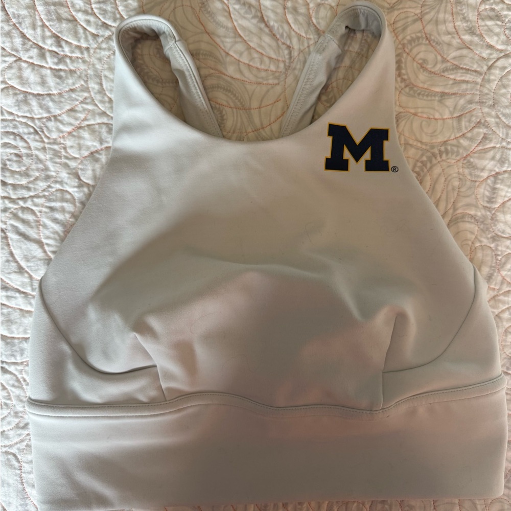 Lululemon Athletica White Sports Bra with Navy Logo